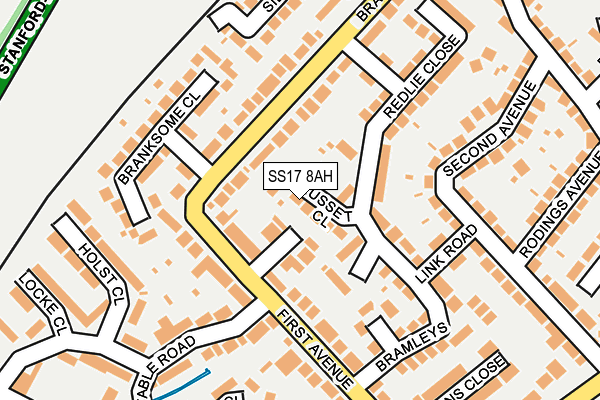 SS17 8AH map - OS OpenMap – Local (Ordnance Survey)