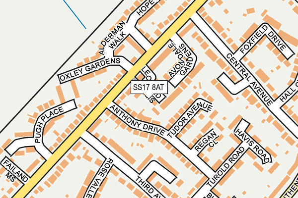 SS17 8AT map - OS OpenMap – Local (Ordnance Survey)