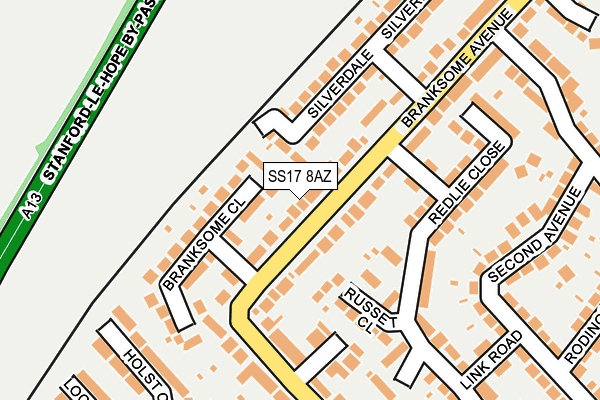 SS17 8AZ map - OS OpenMap – Local (Ordnance Survey)