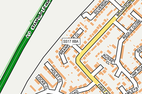 SS17 8BA map - OS OpenMap – Local (Ordnance Survey)