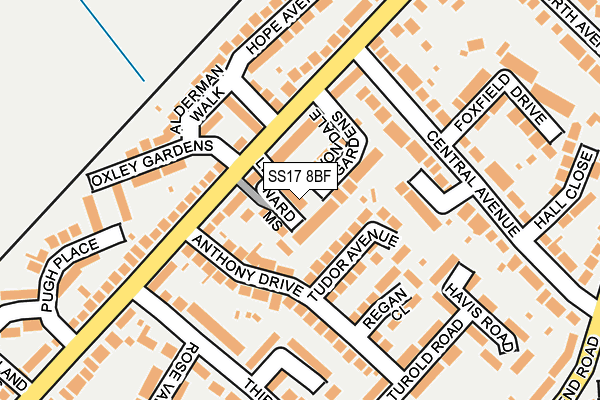 SS17 8BF map - OS OpenMap – Local (Ordnance Survey)