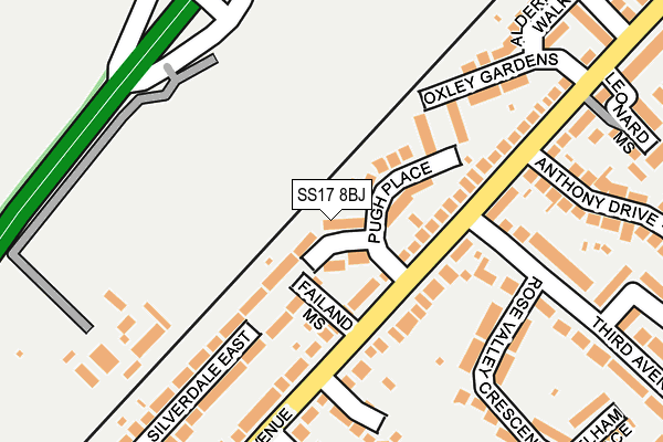 SS17 8BJ map - OS OpenMap – Local (Ordnance Survey)