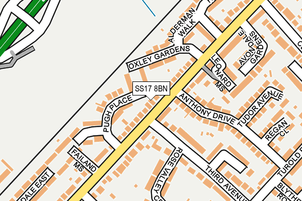 SS17 8BN map - OS OpenMap – Local (Ordnance Survey)