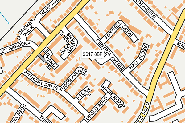 SS17 8BP map - OS OpenMap – Local (Ordnance Survey)