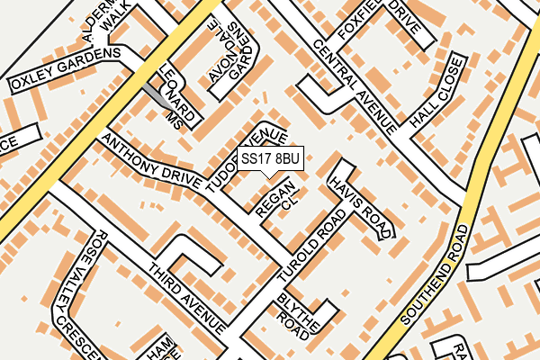 SS17 8BU map - OS OpenMap – Local (Ordnance Survey)