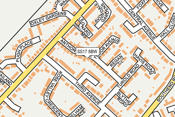 SS17 8BW map - OS OpenMap – Local (Ordnance Survey)