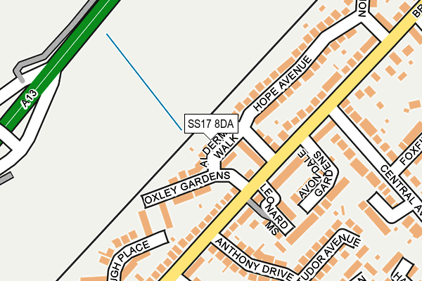SS17 8DA map - OS OpenMap – Local (Ordnance Survey)