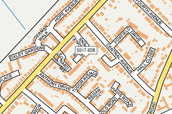 SS17 8DB map - OS OpenMap – Local (Ordnance Survey)