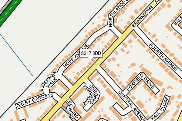 SS17 8DD map - OS OpenMap – Local (Ordnance Survey)