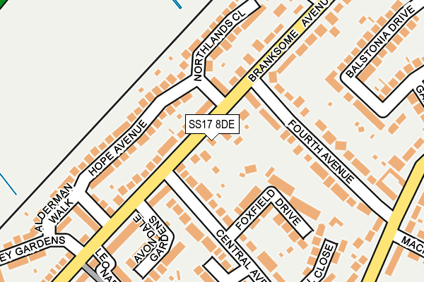 SS17 8DE map - OS OpenMap – Local (Ordnance Survey)