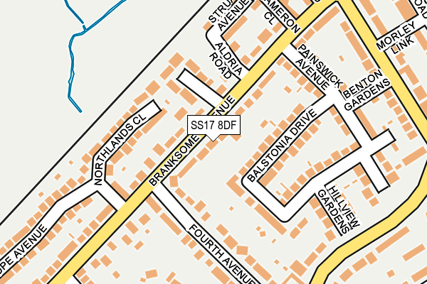 SS17 8DF map - OS OpenMap – Local (Ordnance Survey)