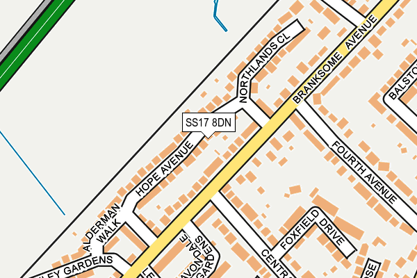 SS17 8DN map - OS OpenMap – Local (Ordnance Survey)