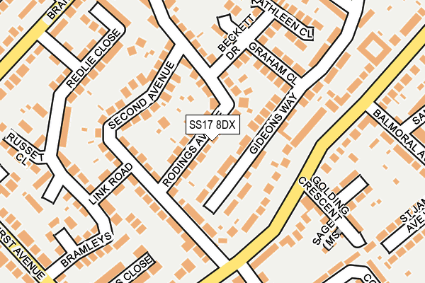 SS17 8DX map - OS OpenMap – Local (Ordnance Survey)