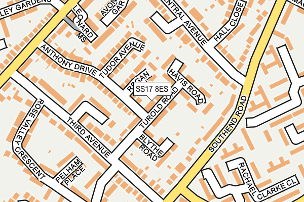 SS17 8ES map - OS OpenMap – Local (Ordnance Survey)