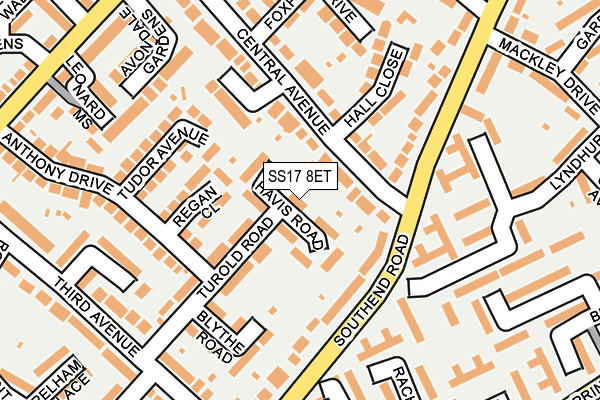 SS17 8ET map - OS OpenMap – Local (Ordnance Survey)