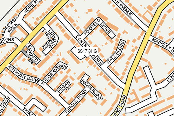 SS17 8HG map - OS OpenMap – Local (Ordnance Survey)