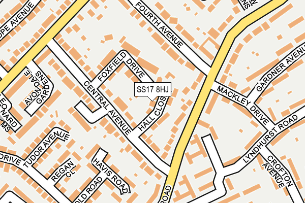 SS17 8HJ map - OS OpenMap – Local (Ordnance Survey)
