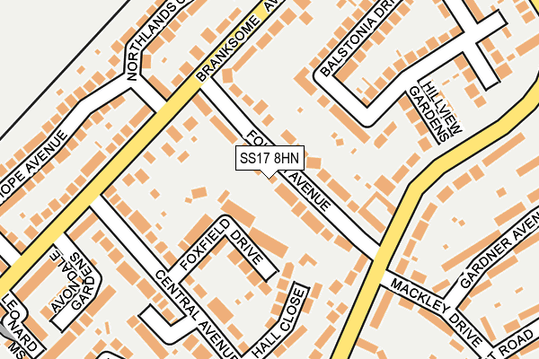SS17 8HN map - OS OpenMap – Local (Ordnance Survey)
