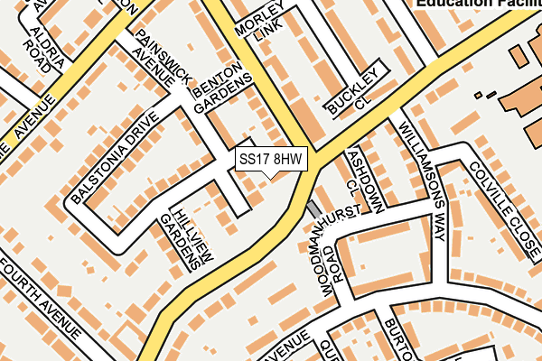 SS17 8HW map - OS OpenMap – Local (Ordnance Survey)