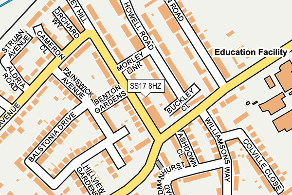 SS17 8HZ map - OS OpenMap – Local (Ordnance Survey)