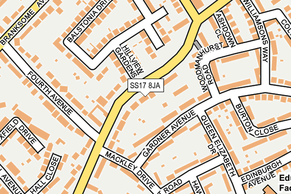 SS17 8JA map - OS OpenMap – Local (Ordnance Survey)
