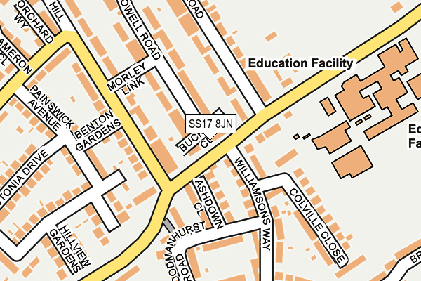 SS17 8JN map - OS OpenMap – Local (Ordnance Survey)