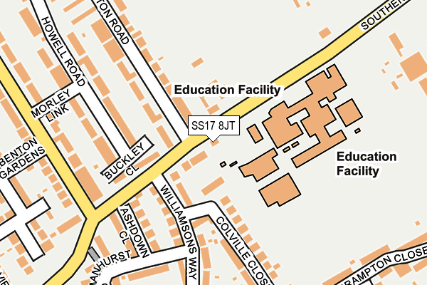 SS17 8JT map - OS OpenMap – Local (Ordnance Survey)