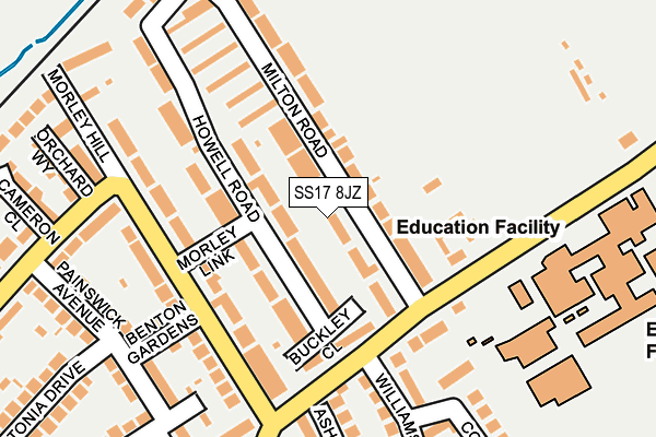 SS17 8JZ map - OS OpenMap – Local (Ordnance Survey)