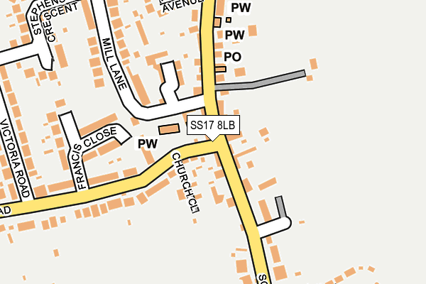 SS17 8LB map - OS OpenMap – Local (Ordnance Survey)