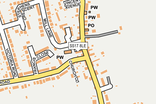 SS17 8LE map - OS OpenMap – Local (Ordnance Survey)