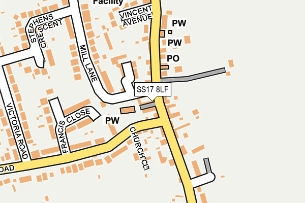 SS17 8LF map - OS OpenMap – Local (Ordnance Survey)