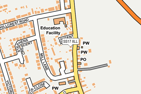 SS17 8LL map - OS OpenMap – Local (Ordnance Survey)
