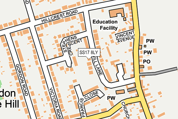 SS17 8LY map - OS OpenMap – Local (Ordnance Survey)