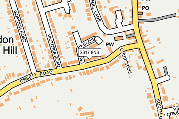 SS17 8NS map - OS OpenMap – Local (Ordnance Survey)