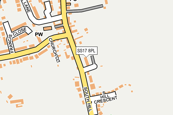 SS17 8PL map - OS OpenMap – Local (Ordnance Survey)