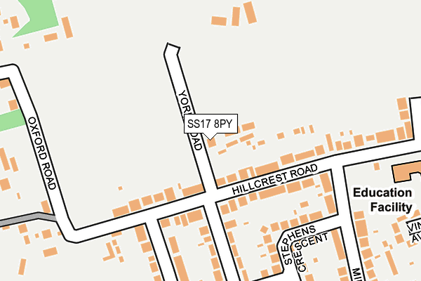 SS17 8PY map - OS OpenMap – Local (Ordnance Survey)