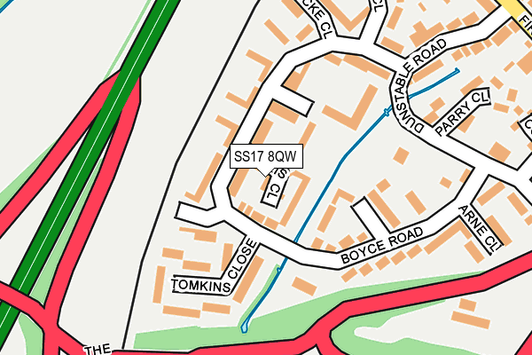 SS17 8QW map - OS OpenMap – Local (Ordnance Survey)