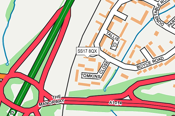 SS17 8QX map - OS OpenMap – Local (Ordnance Survey)