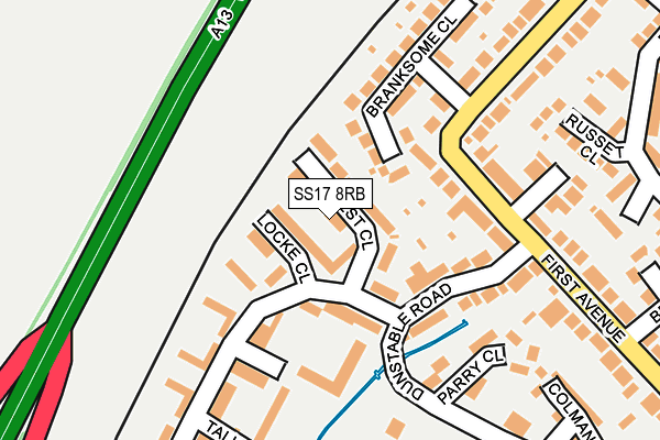 SS17 8RB map - OS OpenMap – Local (Ordnance Survey)