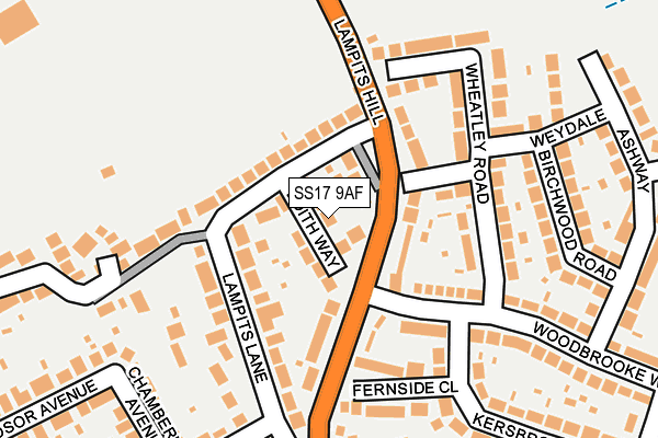 SS17 9AF map - OS OpenMap – Local (Ordnance Survey)