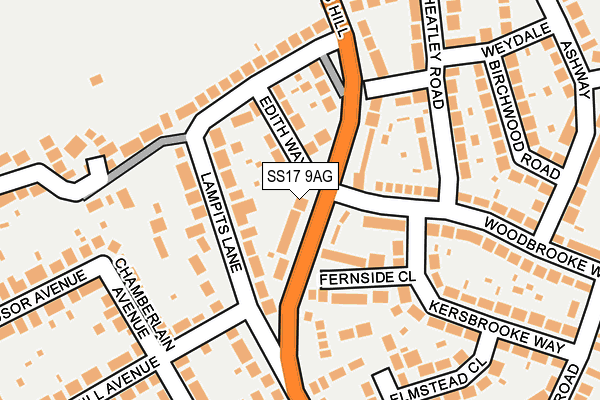 SS17 9AG map - OS OpenMap – Local (Ordnance Survey)