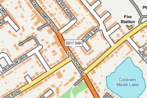 SS17 9AN map - OS OpenMap – Local (Ordnance Survey)