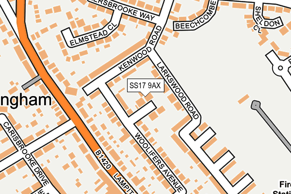 SS17 9AX map - OS OpenMap – Local (Ordnance Survey)