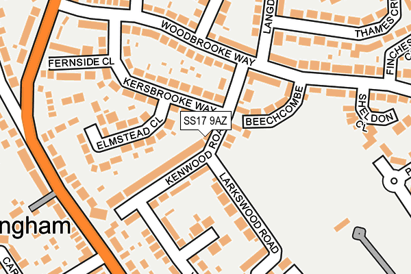 SS17 9AZ map - OS OpenMap – Local (Ordnance Survey)