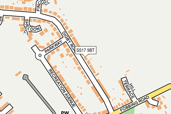 SS17 9BT map - OS OpenMap – Local (Ordnance Survey)