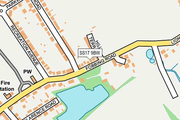 SS17 9BW map - OS OpenMap – Local (Ordnance Survey)