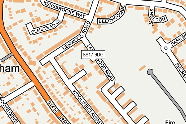 SS17 9DG map - OS OpenMap – Local (Ordnance Survey)