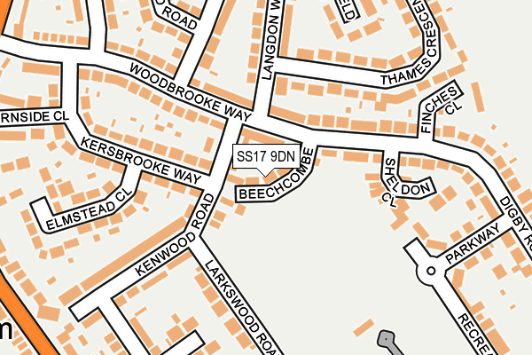 SS17 9DN map - OS OpenMap – Local (Ordnance Survey)