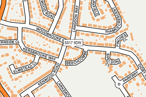 SS17 9DW map - OS OpenMap – Local (Ordnance Survey)