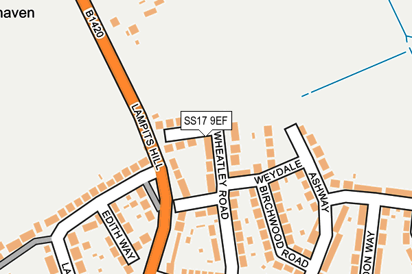 SS17 9EF map - OS OpenMap – Local (Ordnance Survey)